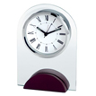 Arched Glass Alarm Clock w/Wooden Base